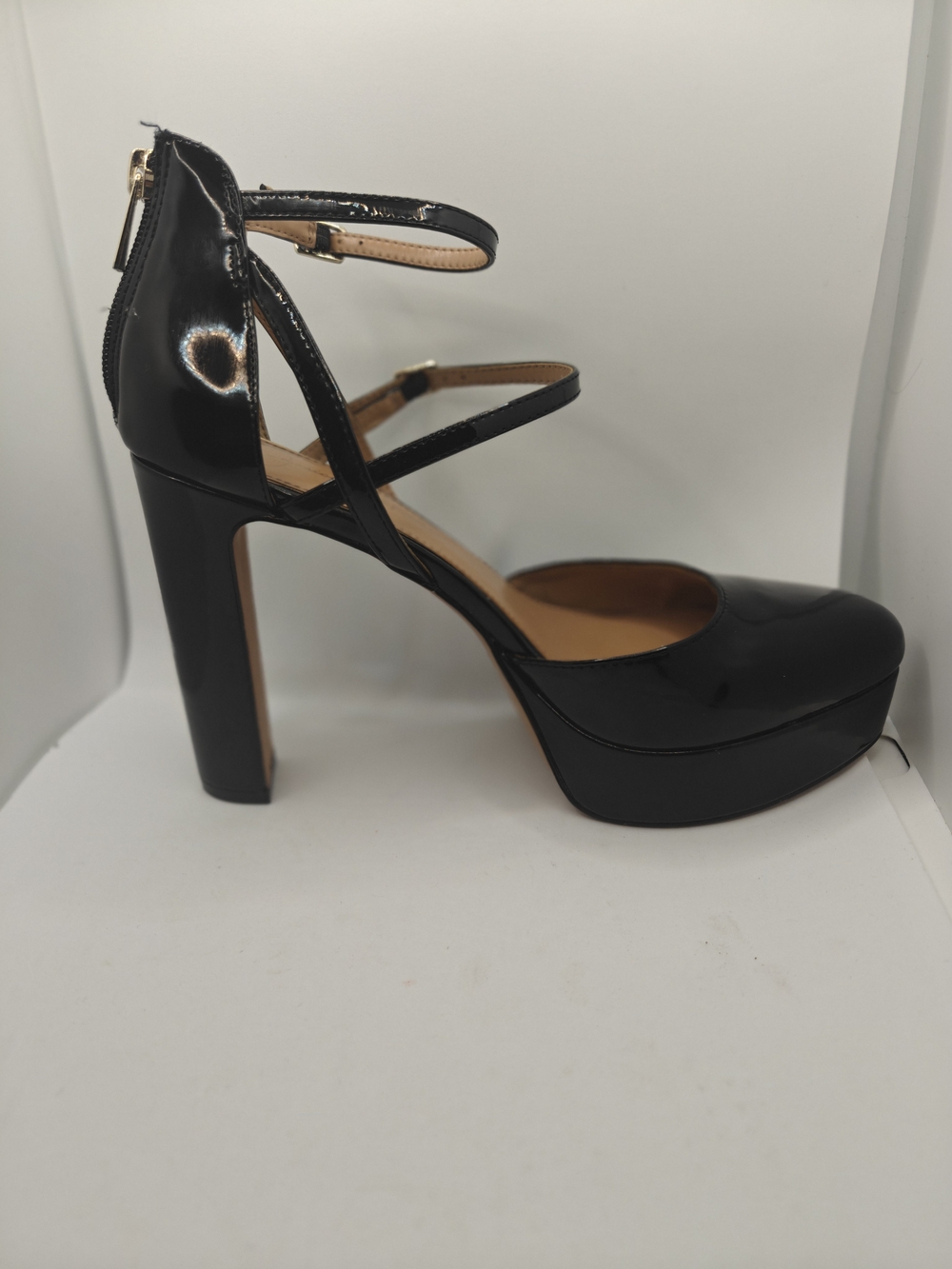 Jessica Simpson Black Patent Triple-Strap Pointed Toe High Heels - Picture 5 of 10